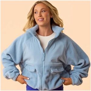 Blogilates Women's Bonfire Fleece Jacket - Light Blue 1X NWT